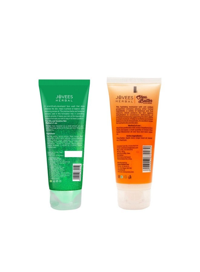 Jovees Herbal Tea Tree Oil Control Face Wash | For Oily & Acne Prone Skin Reduces Dark Spots And Shea Butter Moisturizer For Reduces Skin Inflammation Normal & Dry Skin 100g - Image 2