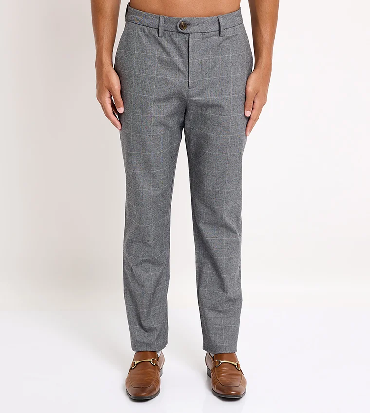 Mid-Rise Slim-Fit Trousers
