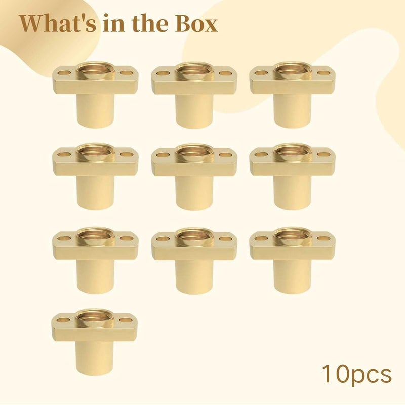 Generic 10 Pcs Flange T8 Nut, 8 Mm Lead Trapezoidal Nut with 2 Mm Pitch, H-Type Double-Edged, Brass Tone for 3D Printer Accessories, Long-Lasting, Easy Install - Image 5