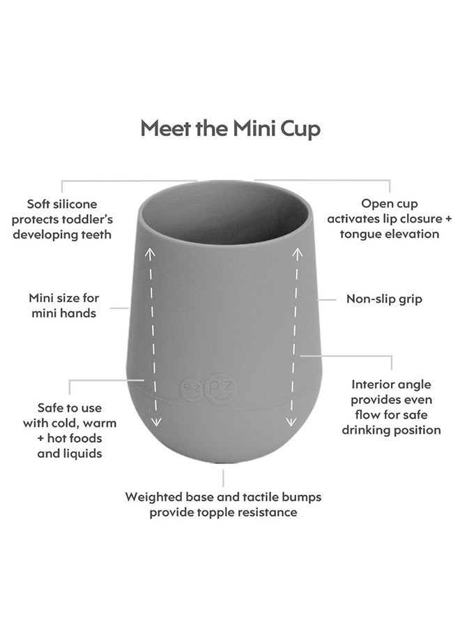 ezpz Sippy Cup Mini Cup + Straw Training System - 100% Silicone Straw Cup For Infants - Baby Cup Designed By A Pediatric Feeding Specialist - 9 Months+ - Grey - Image 3