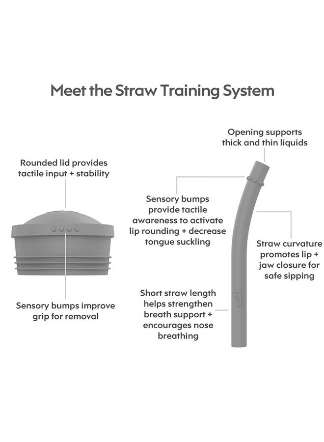 ezpz Sippy Cup Mini Cup + Straw Training System - 100% Silicone Straw Cup For Infants - Baby Cup Designed By A Pediatric Feeding Specialist - 9 Months+ - Grey - Image 4