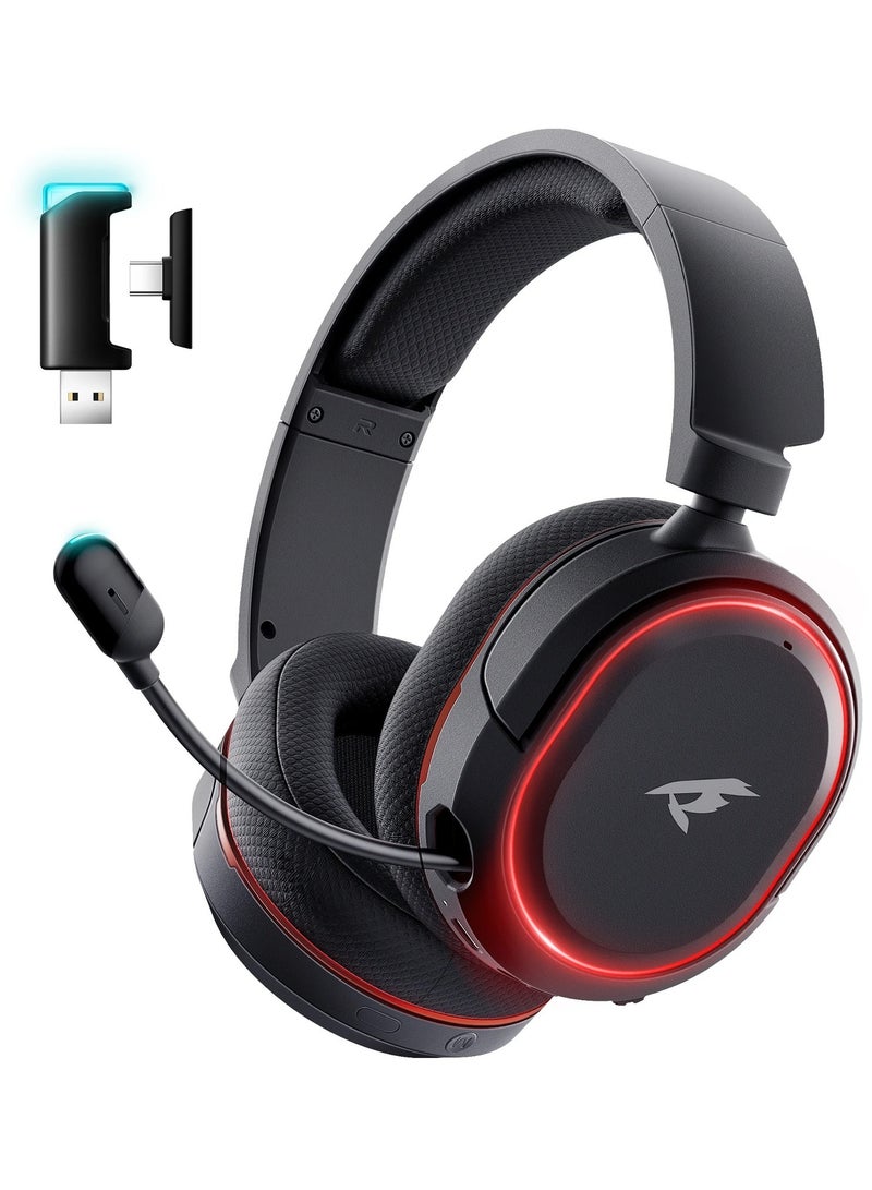 Picun UG-08S Wireless Gaming Headset, 2.4GHz Ultra-Low Latency Wireless Gaming Headphone with Noise-canceling Microphone, 7.1 Surround Sound with Immersive Experience, Glowing LED Lights, USB-C transmitter with USB-A adapter for PS5, PS4, PC - Image 1