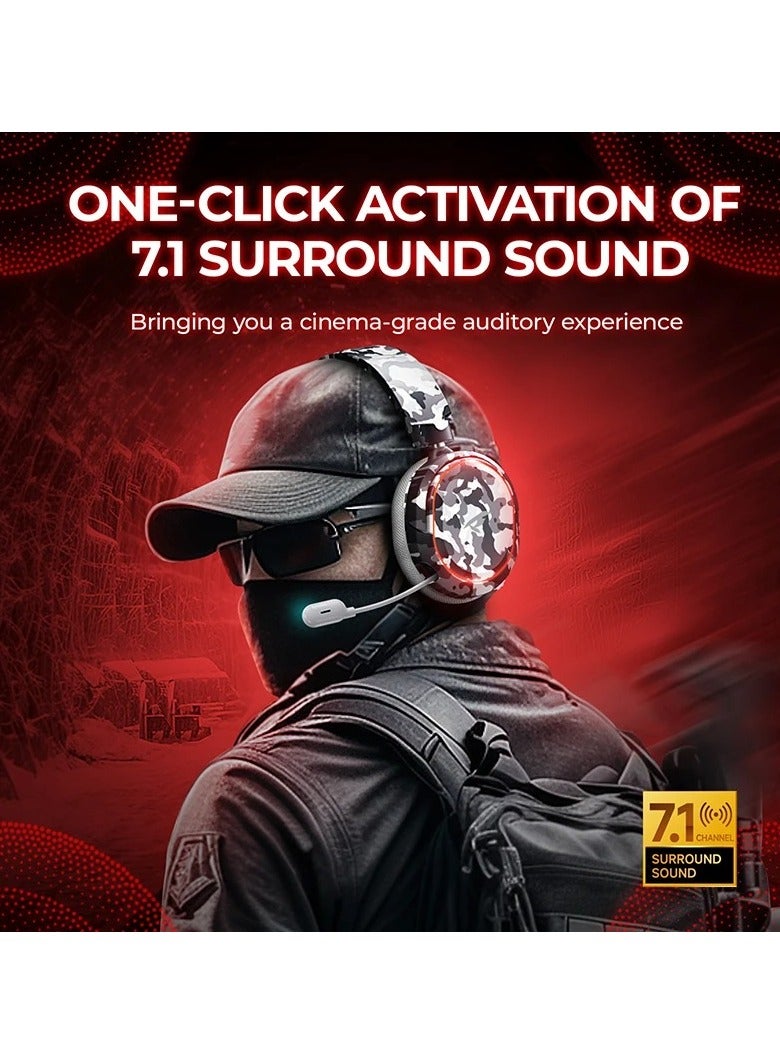 Picun UG-08S Wireless Gaming Headset, 2.4GHz Ultra-Low Latency Wireless Gaming Headphone with Noise-canceling Microphone, 7.1 Surround Sound with Immersive Experience, Glowing LED Lights, USB-C transmitter with USB-A adapter for PS5, PS4, PC - Image 2