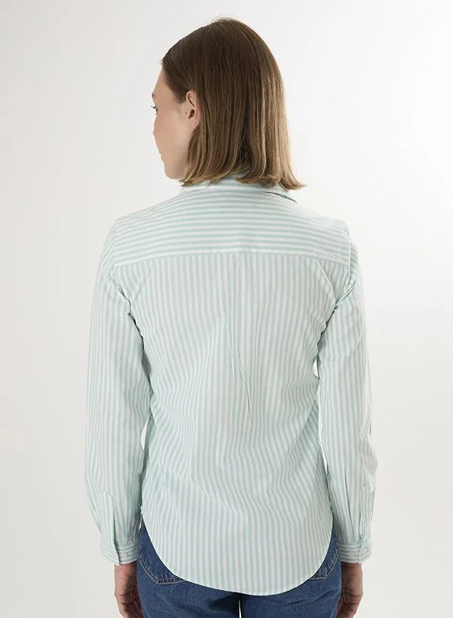 FELIX HARDY Green Striped Long Sleeve Shirt for Women | Best Price UAE