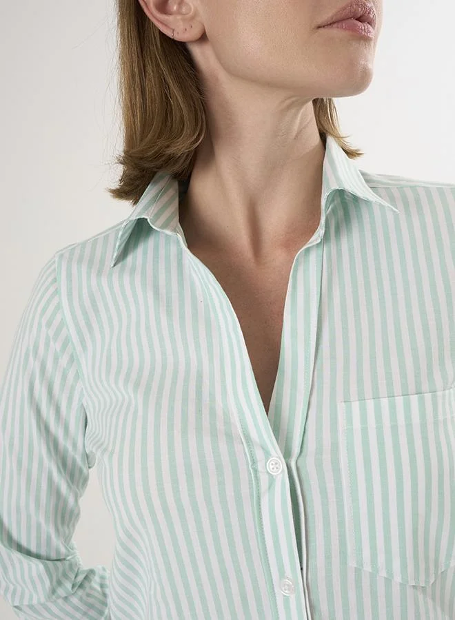 FELIX HARDY Green Striped Long Sleeve Shirt for Women | Best Price UAE