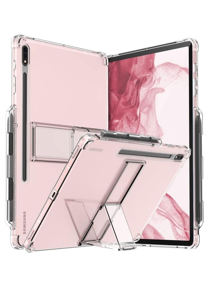 araree - FLEXIELD SP Galaxy Tab S8 Series, Smart Multiple Angle Kickstand Sturdy Cover with Convenient S Pen Holder Compatible with Galaxy Tab S8 Plus - Clear - Image 1