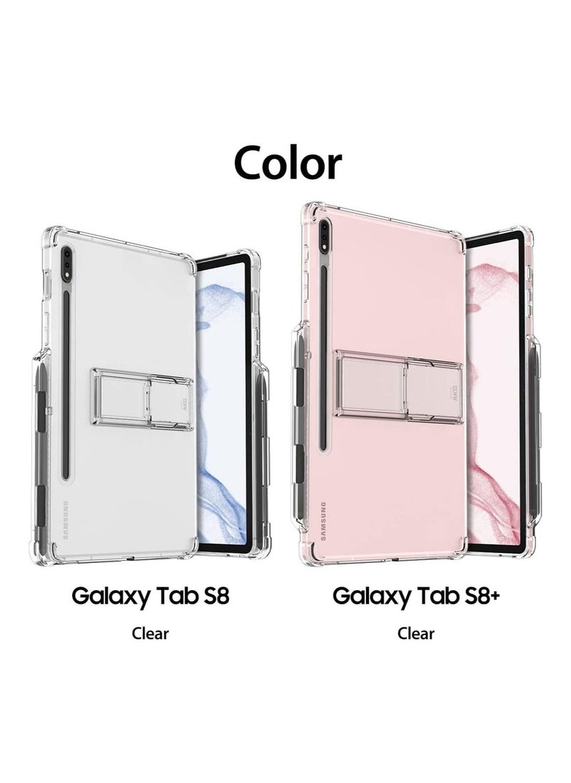 araree - FLEXIELD SP Galaxy Tab S8 Series, Smart Multiple Angle Kickstand Sturdy Cover with Convenient S Pen Holder Compatible with Galaxy Tab S8 Plus - Clear - Image 1