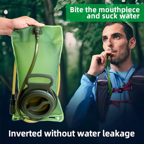 RENEWPOK Hydration Bladder, 2L Water Bladder for Hiking Backpack Leak Proof Water Reservoir Storage Bag, BPA-Free Water Pouch Hydration Pack for Camping Cycling Running, Military Green 2 Liter - Image 5