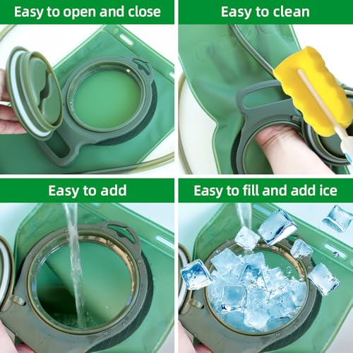 RENEWPOK Hydration Bladder, 2L Water Bladder for Hiking Backpack Leak Proof Water Reservoir Storage Bag, BPA-Free Water Pouch Hydration Pack for Camping Cycling Running, Military Green 2 Liter - Image 3