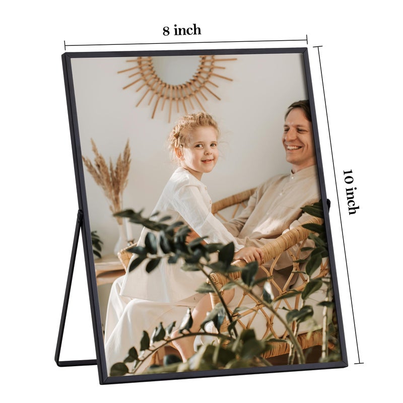 eletecpro 8x10 Metal Picture Frame with Real Glass Cover  Tabletop Display Photo for Multiple Size up to 8x10  Black Floating Photo Frame for Wedding  Party  Home Decor  Vertical - Image 2
