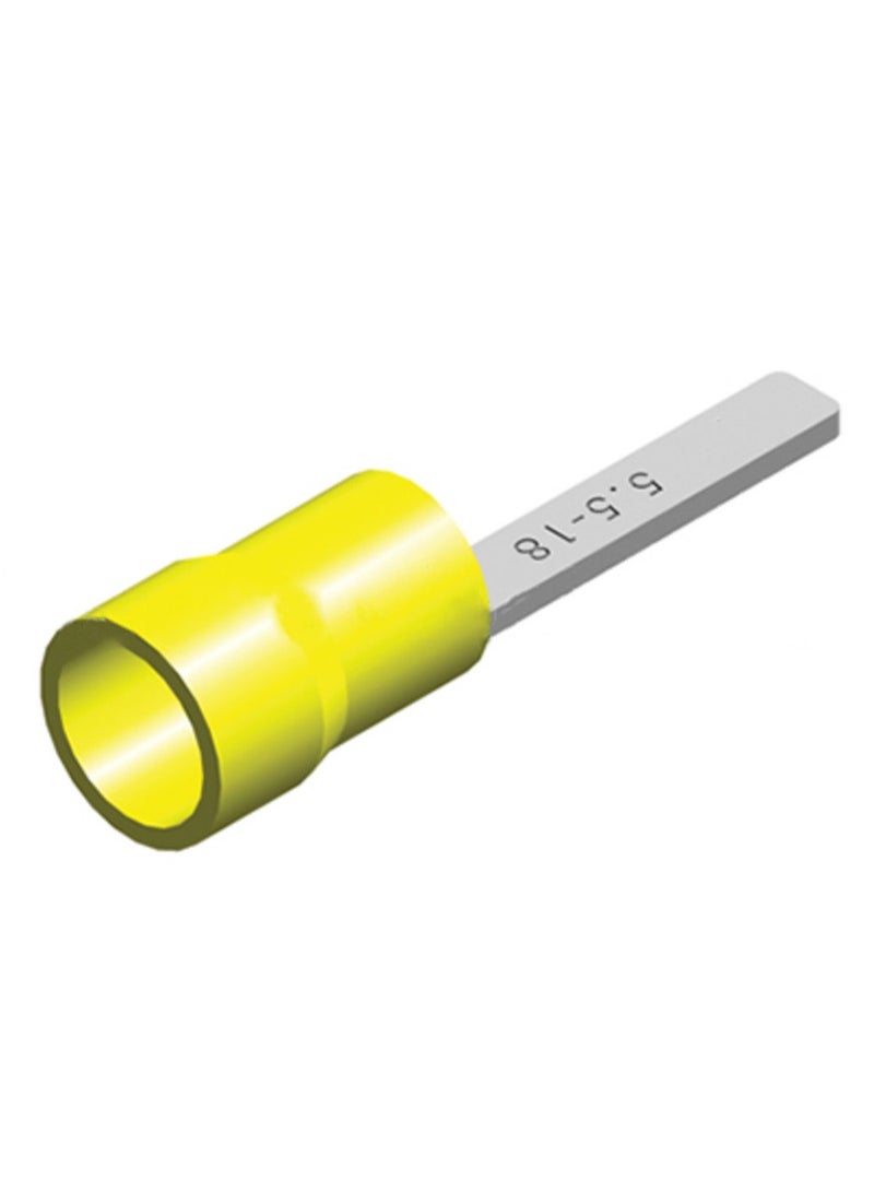 BLADE TYPE TERMINAL LUGS FOR 4mm TO 6mm sq WIRE PURE COPPER CABLE LUGS YELLOW INSULATION PACK OF 100 LUGS