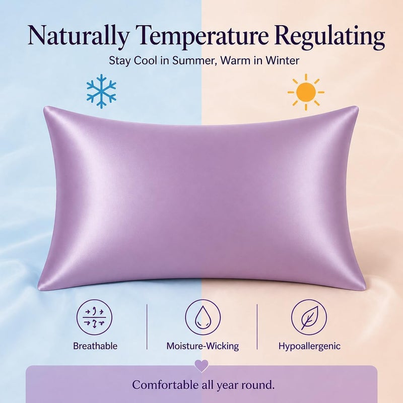 ROSEWARD Mulberry Silk Pillowcase King Size Lavender Luxury, Premium Silk Pillow Cases Purple for Hair and Face, Real 22 Momme, Anti Aging, 1 Pc 20"x36" (King, Purple) - Image 5