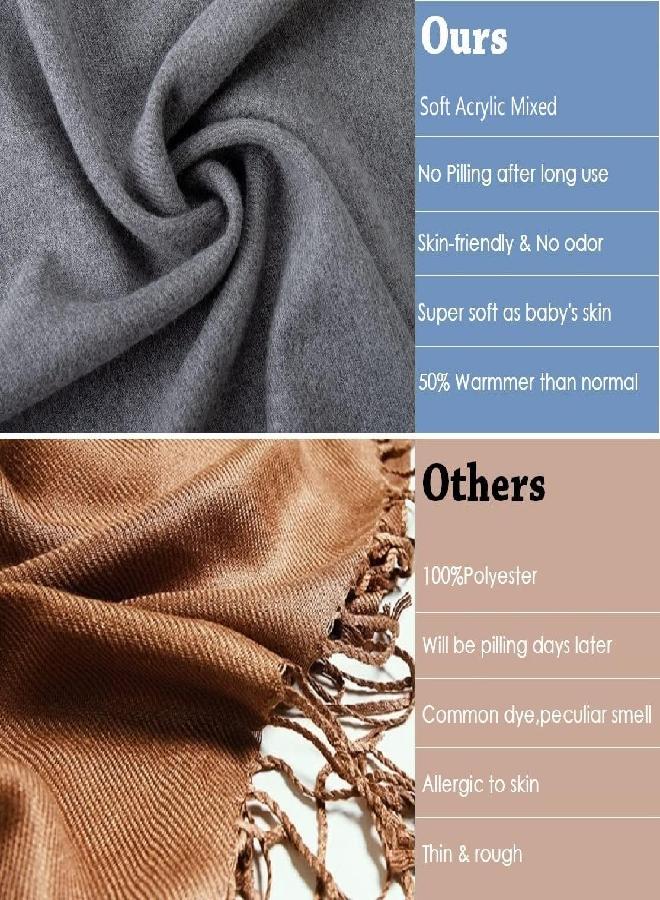 TwoYek Womens Gifts Pashmina Shawl Wrap Scarf Soft Large Stole Birthday Christmas Elegant Gift Ideas for Women Ladies Gray Grey - Image 3