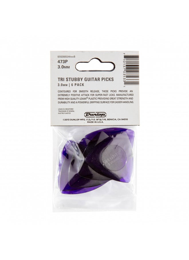 JIM DUNLOP JIM DUNLOP Tri Stubby®, Dark Purple, 3.0mm, 6/Player's Pack  - Image 4