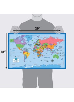 Palace Learning 2 Pack World Map For Kids + Blue Ocean Usa Map (Laminated, 18" X 29")  - Image 2
