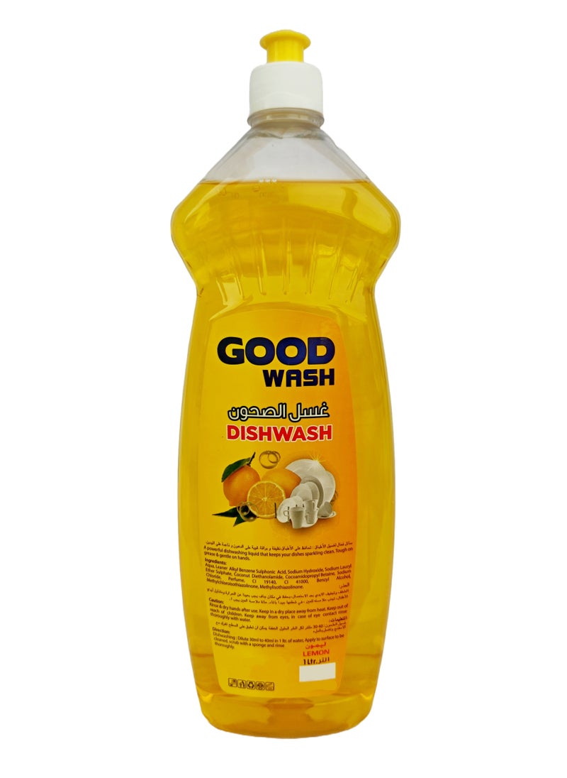 GOOD WASH Dish Washing Liquid Lemon 1 Liter Pack Of 3  - Image 1