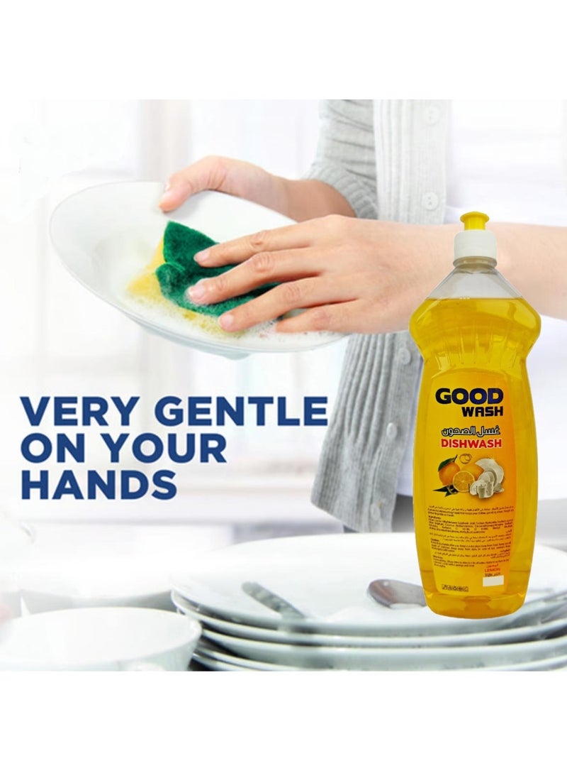 GOOD WASH Dish Washing Liquid Lemon 1 Liter Pack Of 3  - Image 3