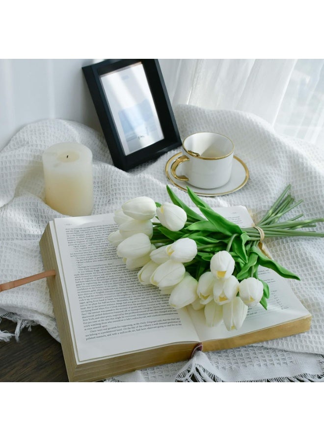 Soofam 20pcs Artificial Flower Latex Luxury Tulip Bouquet Real Touch Artificial Flowers, Suitable for Wedding, Home Room, Hotel, Event, Valentine's Day, Party, Home Decoration, New Year Gift. (36cm, Vase Not Include) - Image 4