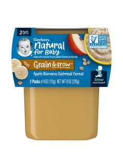 Gerber Gerber, Natural for Baby, Grain & Grow, 2nd Foods, Apple Banana Oatmeal Cereal, 2 Pack, 4 oz (113 g) Each  - Image 1