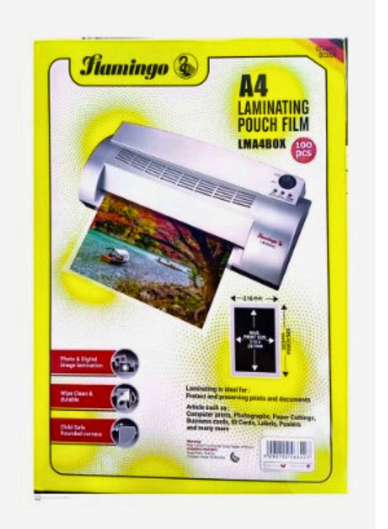 Flamingo 100-Piece A4 Laminating Pouch Film Set Clear - Image 2