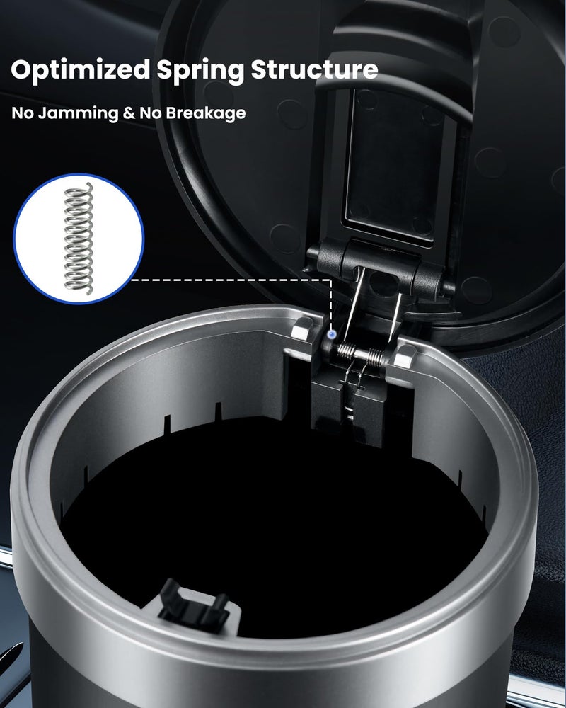 xuenair Cup Holder Trash Can for Car, 960ML Large Capacity Small Car Trash Can with Lid Sturdy, Portable Car Cup Holder Mini Trash Can for Car Home Office - Image 3