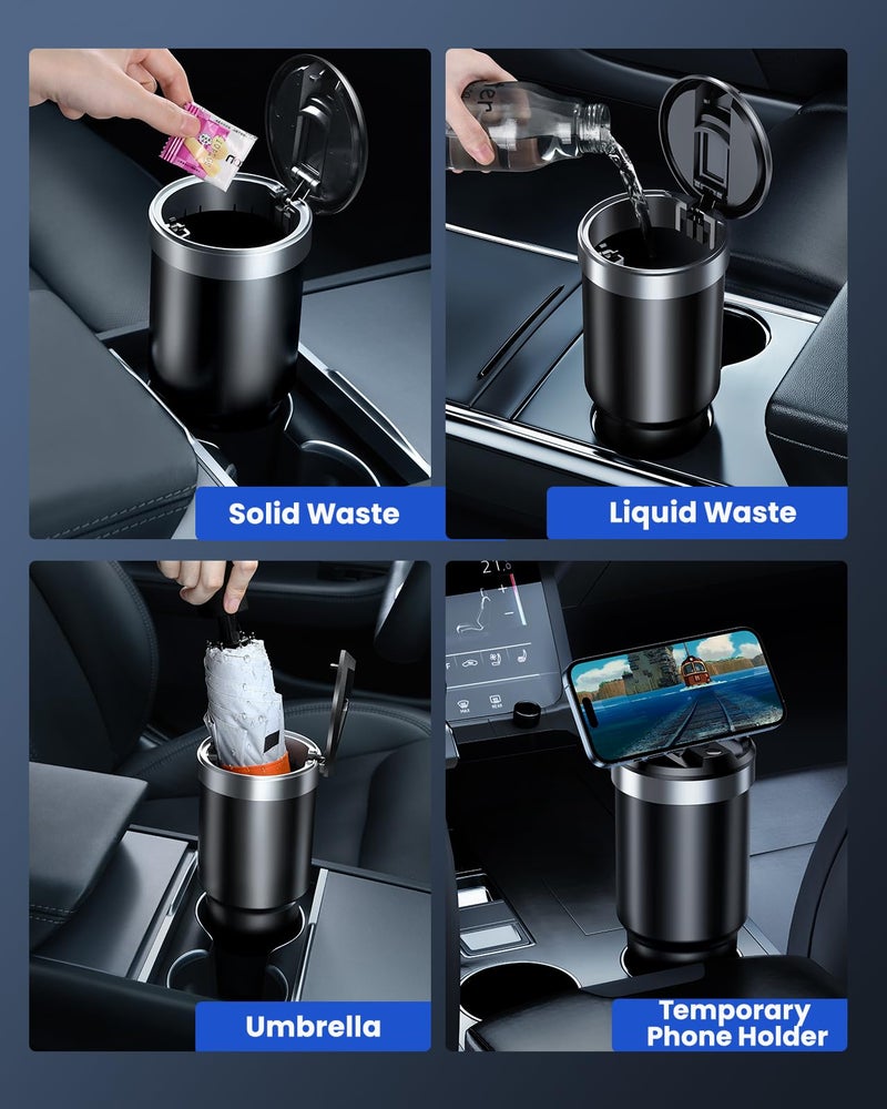 xuenair Cup Holder Trash Can for Car, 960ML Large Capacity Small Car Trash Can with Lid Sturdy, Portable Car Cup Holder Mini Trash Can for Car Home Office - Image 4