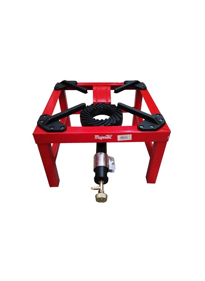 Majestic Heavy-Duty Cast Iron Single Burner Stove 38.5X38.5X23 Cm, Red, Durable And Portable For Powerful Home Or Outdoor Cooking  - Image 1