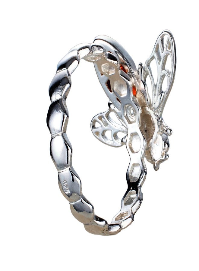 HolidayGiftShops Sterling Silver and Baltic Honey Amber Bumblebee Ring - Image 3