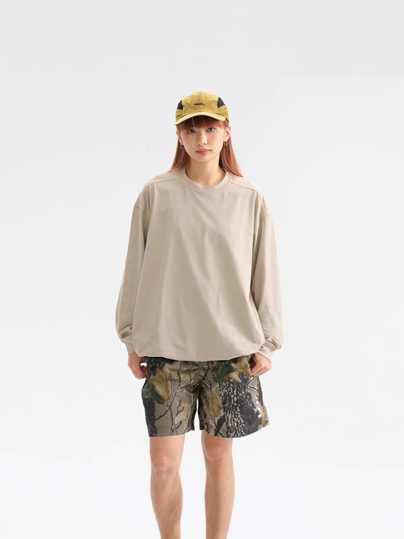 Liyang2025 Spring New Men'S Simple Solid Color Long Sleeve Trendy Brand Loose Casual Sports Long T-Shirt Top - Image 4