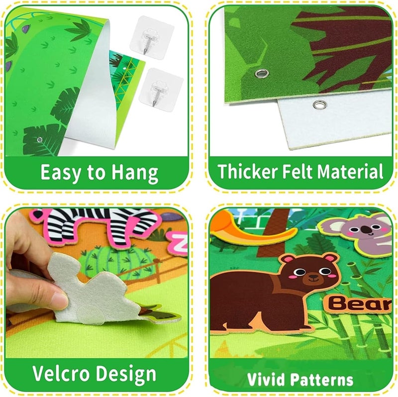 مجموعة ألواح قصص حيوانات حديقة الحيوان من اللباد، لوح قصص من الفلانيل للأطفال الصغار في مرحلة ما قبل المدرسة، ألعاب حيوانات الغابة، لوح لباد سميك، لعبة تعليمية لمرحلة ما قبل المدرسة (حديقة الحيوان) - Image 3
