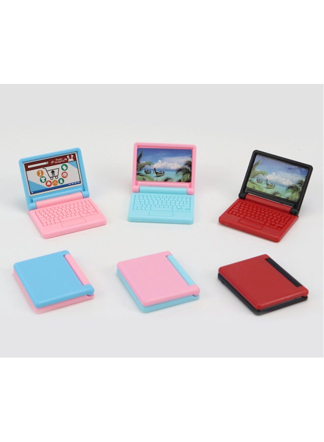 Miniature Office Doll Notebook Computer Accessories Handheld Shrink Food Play Model Toy Foldable 6.1g-Color:Black Room With Big Red Cover-Height:Size: 4.3*3.5*0.7cm  - Image 4