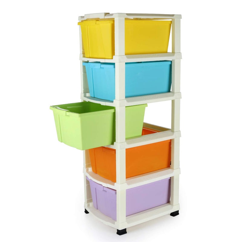 Primelife 5 Layer Multipurpose Modular Drawer Storage System for Home Office in size of 28cmx35cmx87cm 5 XL Multicolor - Image 3