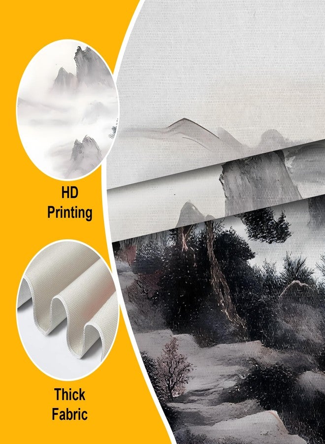AOHMPT Pack of 2 Long Tapestry,Nature Landscape Tapesty with Serene Mountain River, Moon & Sun Motifs,Traditional Ink Painting Vertical Wall Art,Zen Aesthetic Wall Hanging for Living Room Bedroom - Image 4