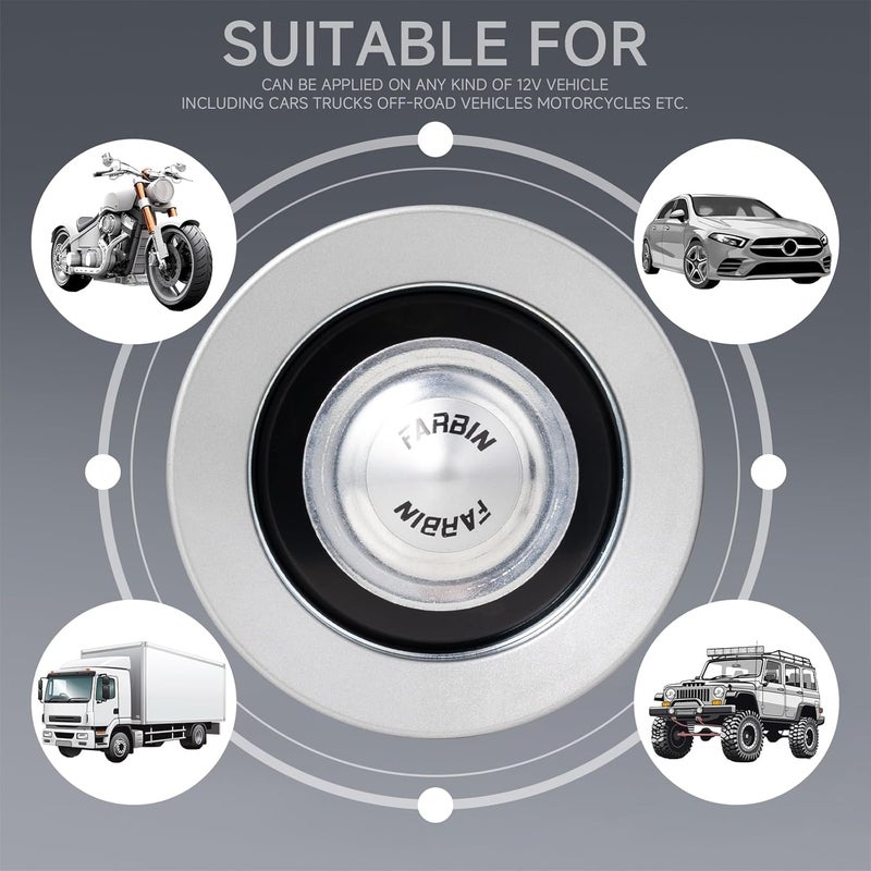 FARBIN بوق سيارة 12 فولت نغمة عالية/منخفضة مقاوم للماء بوق قطار فائق الصوت للدراجة النارية والسيارة والشاحنة وبيك أب وسيارة الدفع الرباعي (رمادي) - Image 3