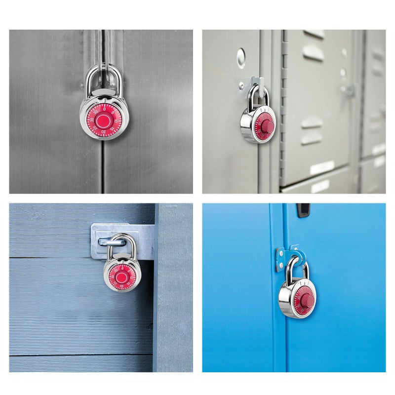 HZSY Combination Padlock 1 Pack, Fixed Dial Combination Padlock with Different Combinations, 2 in. Wide. Red Turntable, Lock for Gym & Locker, School, Toolbox, and More - Image 5