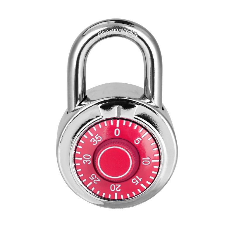 HZSY Combination Padlock 1 Pack, Fixed Dial Combination Padlock with Different Combinations, 2 in. Wide. Red Turntable, Lock for Gym & Locker, School, Toolbox, and More - Image 1
