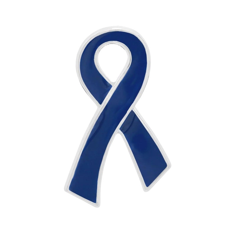 Fundraising For A Cause Dark Blue Ribbon Awareness Pin - Support Colon Cancer, Child Abuse, Rectal Cancer, and Human Trafficking Causes - Elegant Symbol of Compassion and Advocacy - Image 1