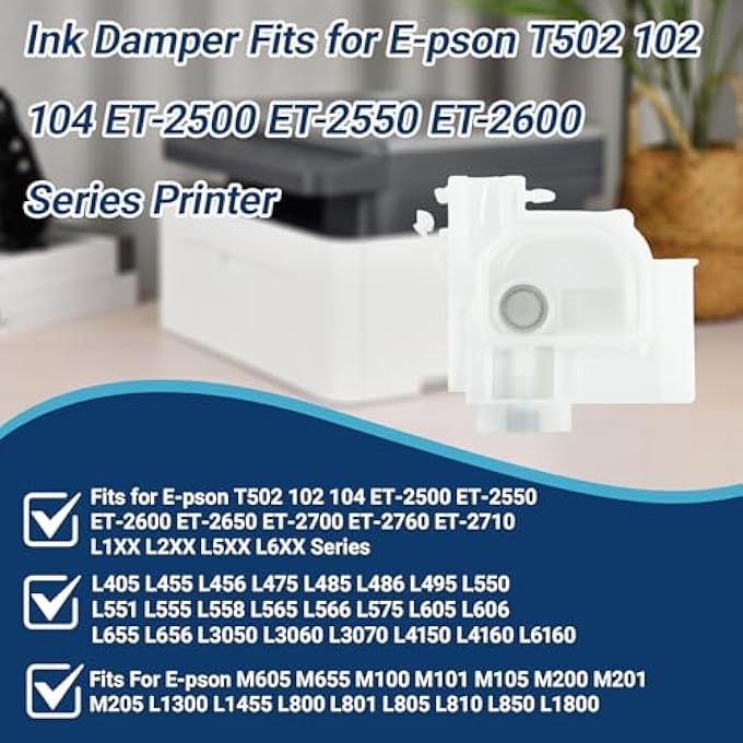 6PCS PRINTER INK DAMPER FITS FOR E-PSON T502 102 104 ET-2500 ET-2550 ET-2600 ET-2650 ET-2700 ET-2750 ET-2760 ET-2710 ET-3760 INK DUMPER FILTER, INK DAMPER PRINTING ACCESSORIES - Image 2