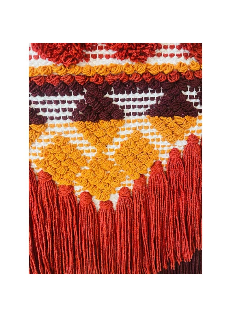 TSUKUYOMI TSUKUYOMI Pack of 1 Hand Made Wall Hanging Macrame Bohemian Nordic Woven Decor Tapestry Hippie Beautiful Geometric Art 15 x 24 Inch Red 004  - Image 3