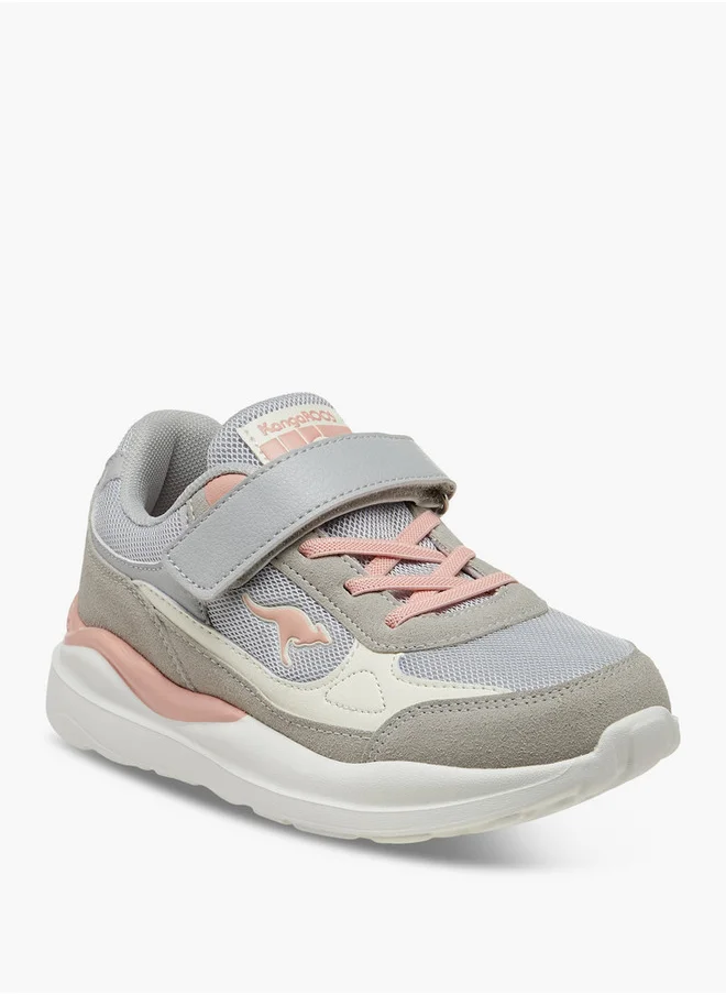 كانغاروس Girls' Logo Detail Sports Shoes with Hook and Loop Closure