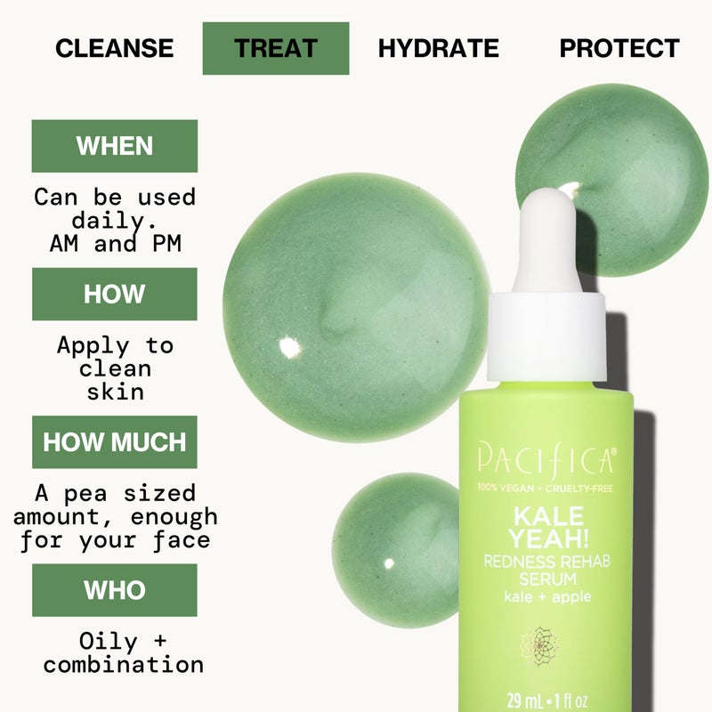 Pacifica Kale Yeah! Redness Rehab Serum â€“ Niacinamide & Super Greens Face Serum to Calm Redness, Minimize Pores & Oil, Soothing Anti-Redness for Oily/Combination Skin Vegan Dermatologist Tested - Image 4