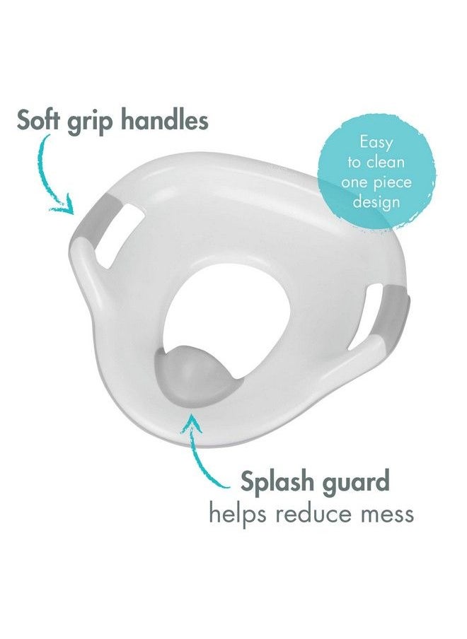 the FIRST years Soft Grip Potty Training Toilet Seat Attachable Toddler Potty Training Seat For Adult Size Toilet Gray  - Image 4