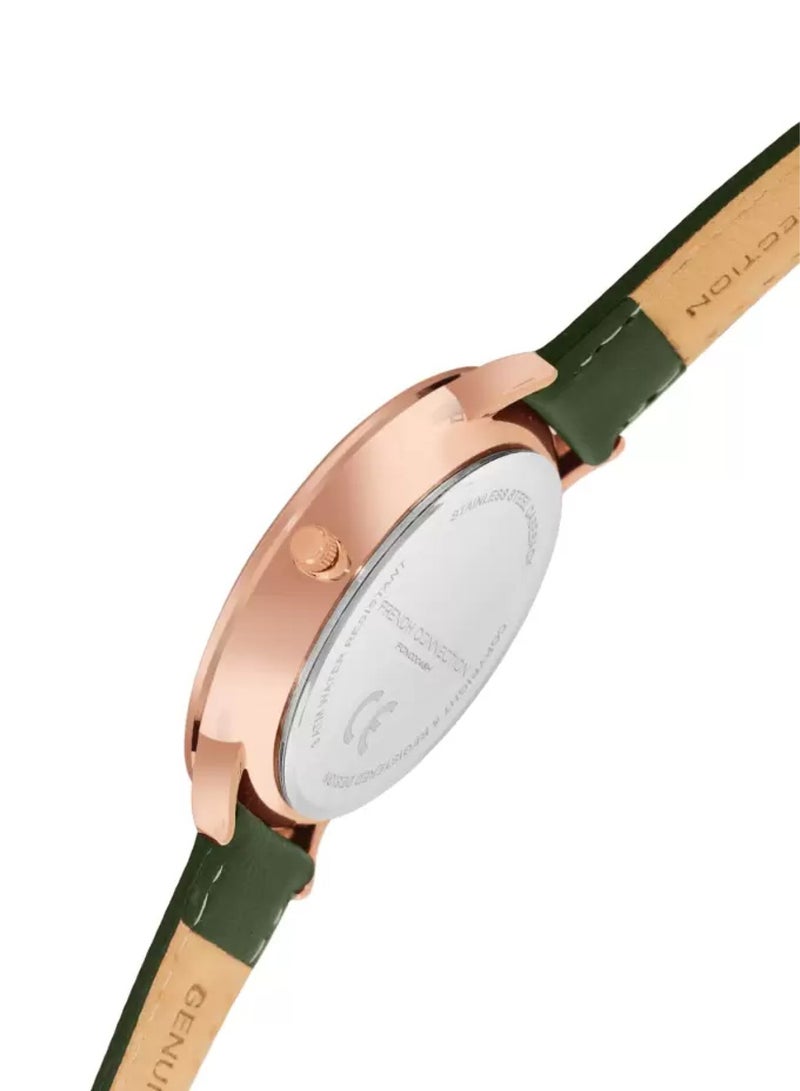 French Connection ساعة يد رجالية تناظرية كوارتز بقرص أخضر وأساور جلدية FCN00048H - 42 مم - Image 3