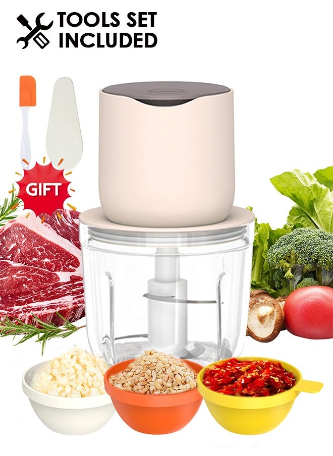 DPTER - Electric Multipurpose Chopper For Perfect And Quick Chopping, 0.6L, Mini Food Processor with 3 Extra Bowls and Silicone Scraper - Image 1