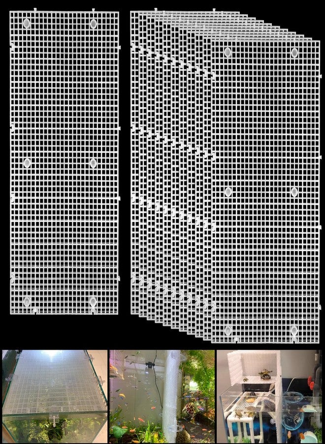 Weramics Plastic Egg Crate Grip Panel Fish Tank Divider Aquarium Divider Filter Bottom Fish Tank Isolation Board Egg Crate Tray (White, 12pcs 11.8X5.9 Inch with 0.15 Inch Hole) - Image 1