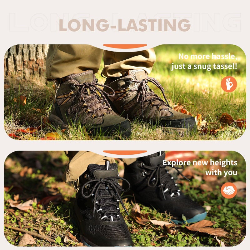 Stepace Round Shoelaces [2 Pairs] Heavy Duty Boot Shoe Laces for Hiking Work Boots Coffee Khaki-120(Dots) - Image 5