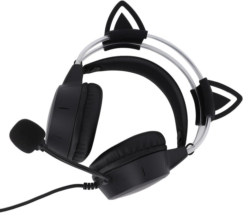 Asixxsix Gaming Headset, 50mm Drivers RGB Lighting Wired Gaming Headset Cat Ear Headphones with Noise Reduction Mic for PC Laptop Switch - Image 3