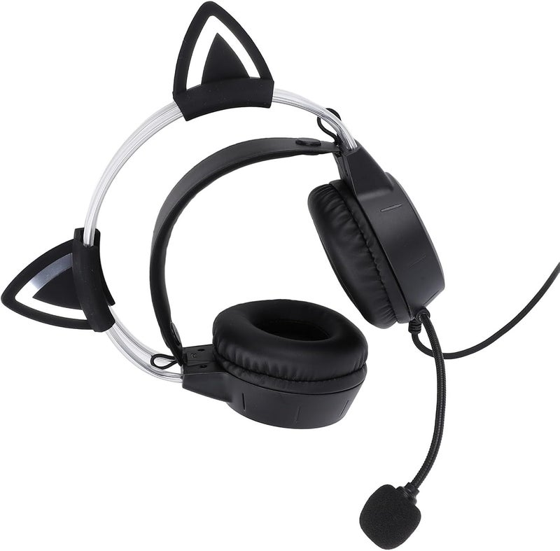 Asixxsix Gaming Headset, 50mm Drivers RGB Lighting Wired Gaming Headset Cat Ear Headphones with Noise Reduction Mic for PC Laptop Switch - Image 4