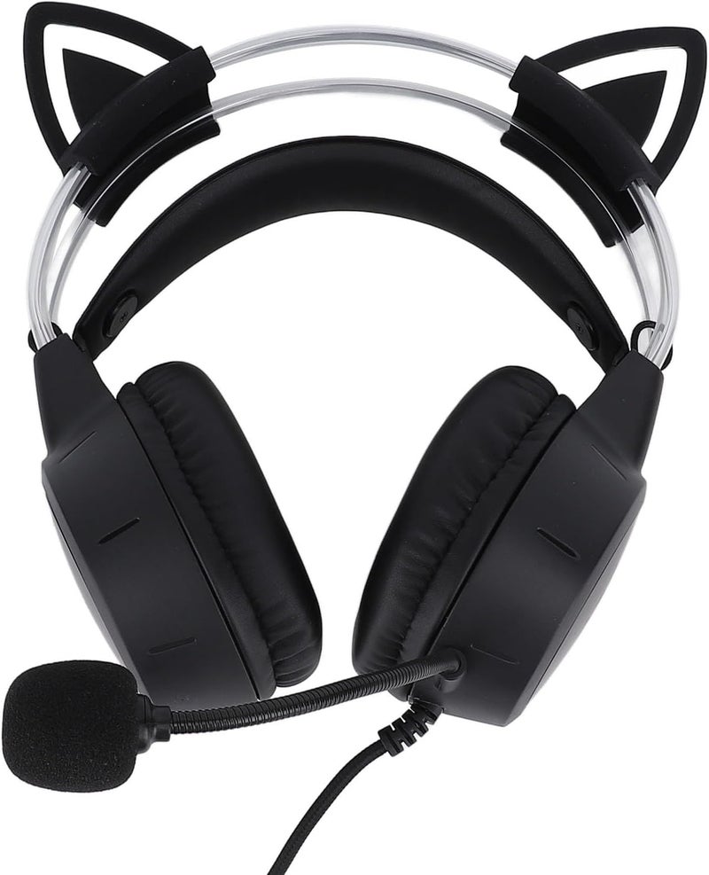 Asixxsix Gaming Headset, 50mm Drivers RGB Lighting Wired Gaming Headset Cat Ear Headphones with Noise Reduction Mic for PC Laptop Switch - Image 5