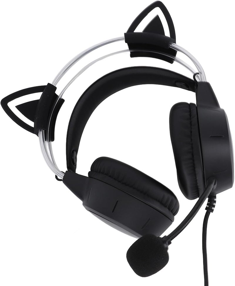 Asixxsix Gaming Headset, 50mm Drivers RGB Lighting Wired Gaming Headset Cat Ear Headphones with Noise Reduction Mic for PC Laptop Switch - Image 2